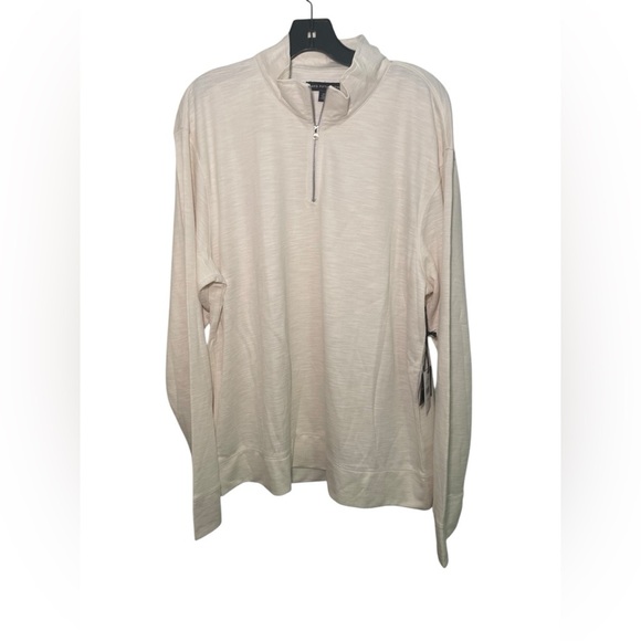 Saks Fifth Avenue New NWT Men’s Long Sleeve Modal Blend Ecru Quarter Zip XXL - Picture 4 of 6